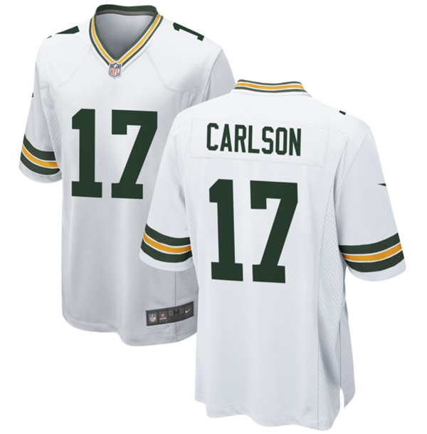Mens Green Bay Packers #17 Anders Carlson White Stitched Game Jersey