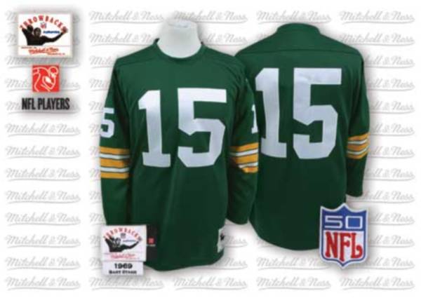 Mitchell Ness Packers #15 Bart Starr Green Stitched Throwback NFL Jersey