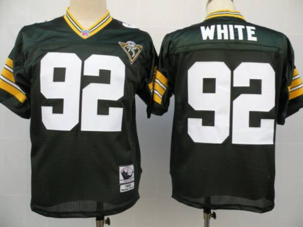 Mitchell Ness Packers #92 Reggie White Green With 75th Patch Stitched NFL Jersey