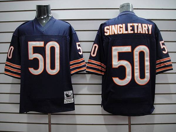 Mitchell Ness Bears #50 Mike Singletary Blue With Small Number Stitched Throwback NFL Jersey
