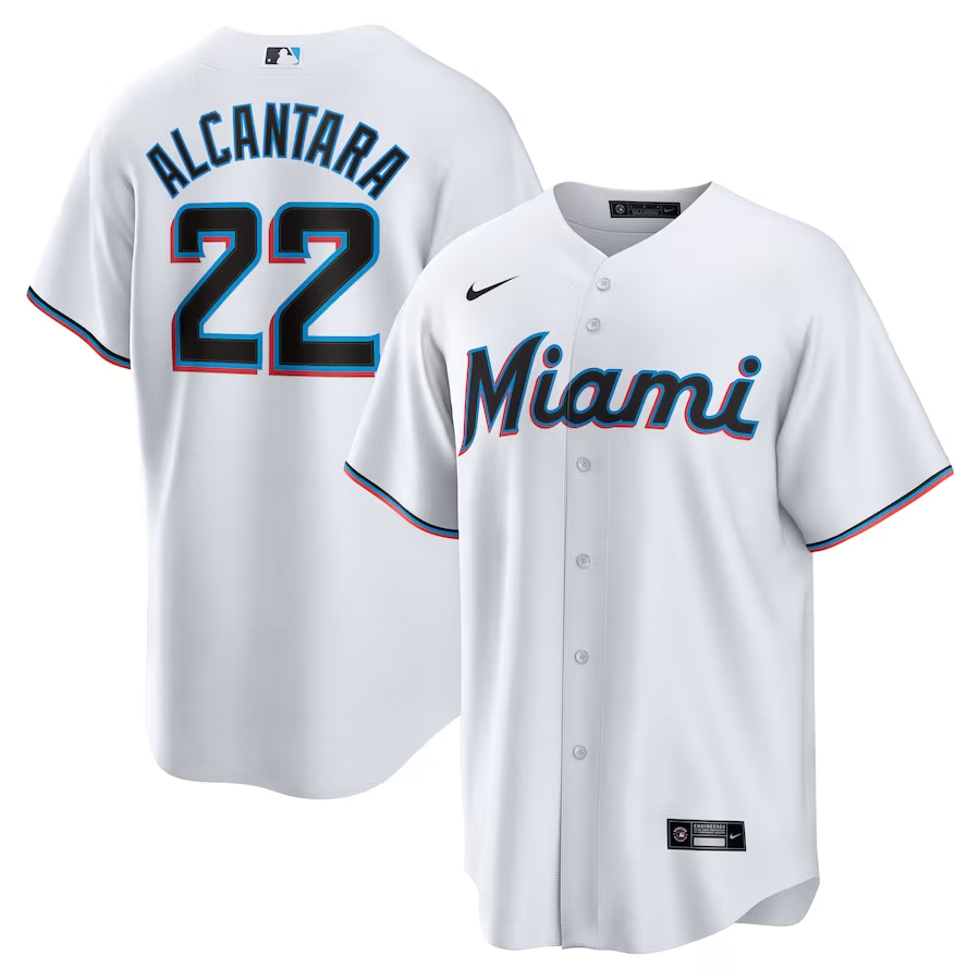 Men's Miami Marlins Sandy Alcantara #22 White Jersey