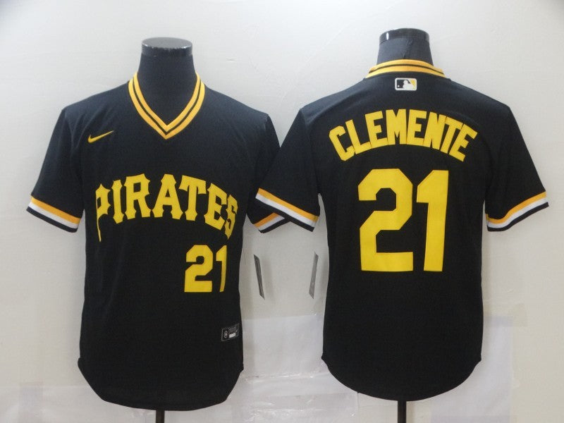 Men's Pittsburgh Pirates Roberto Clemente #21 Black Authentic Jersey