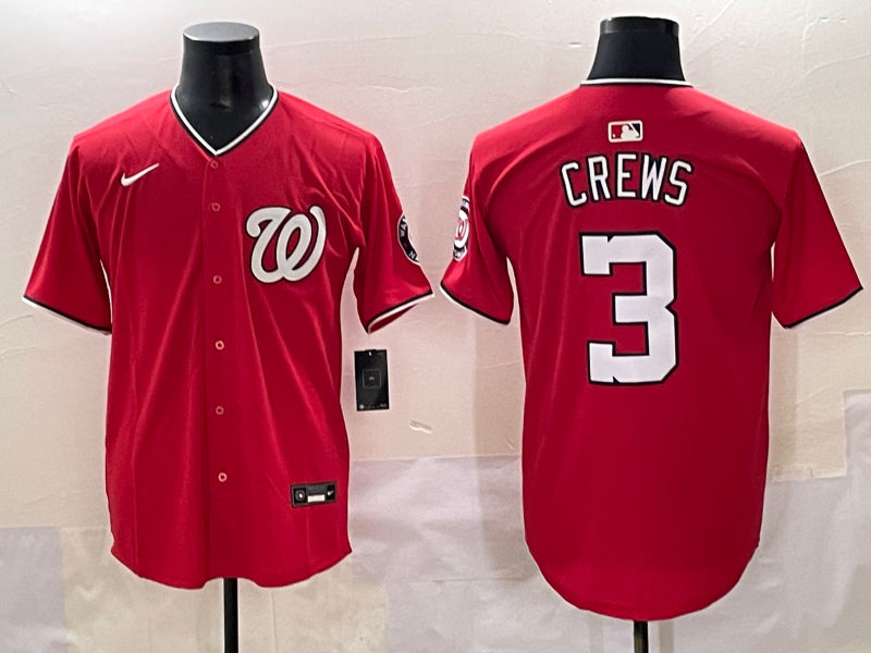 Men's Washington Nationals Dylan Crews #3 Red Jersey