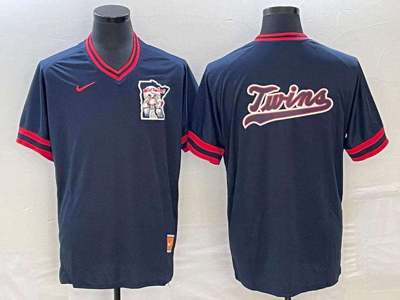 Men's Minnesota Twins Navy Logo Jersey