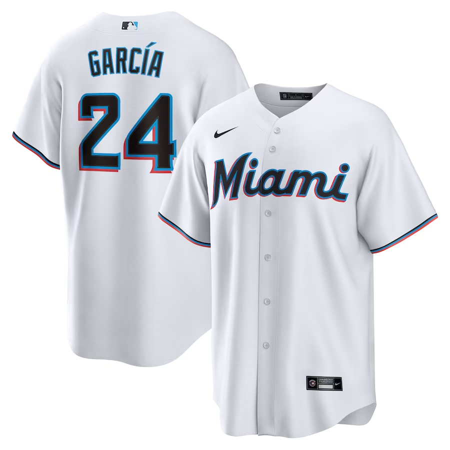 Men's Miami Marlins Avisail Garcia #24 White Home Jersey