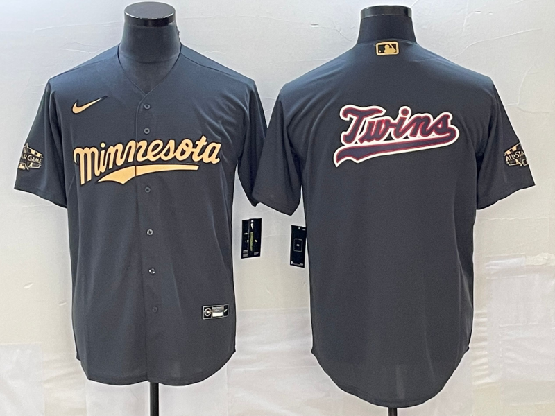 Men's Minnesota Twins Dark Grey Logo Jersey