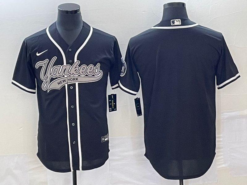 Men's New York Yankees Black Blank Jersey Joint Edition