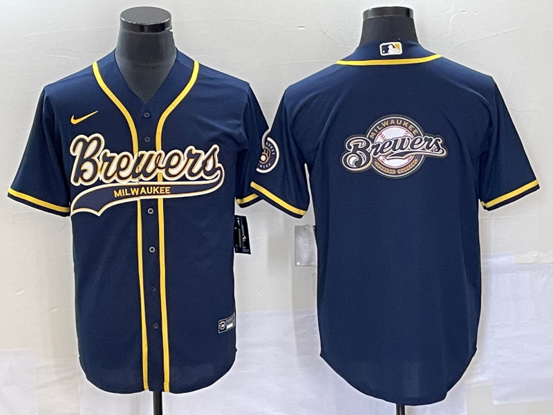 Men's Milwaukee Brewers Navy Team Jersey Joint Edition