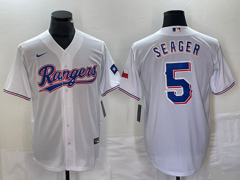 Men's Texas Rangers Corey Seager #5 White Baseball Jersey
